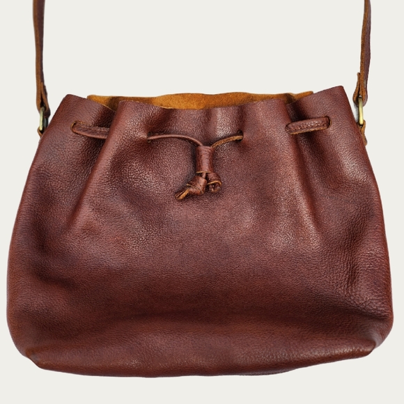 Portland Leather Brown Crossbody BUCKET Bag with Soft Silhouette, EUC - Picture 12 of 16